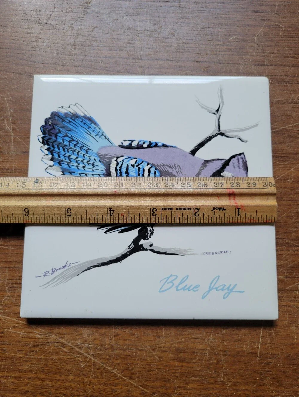 Vintage Screencraft BLUEJAY Ceramic Tile Trivet/Wall Hanging 6